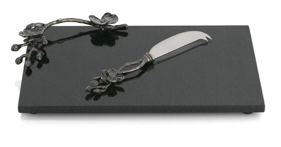 Black Orchid Small Cheeseboardrd And Knife