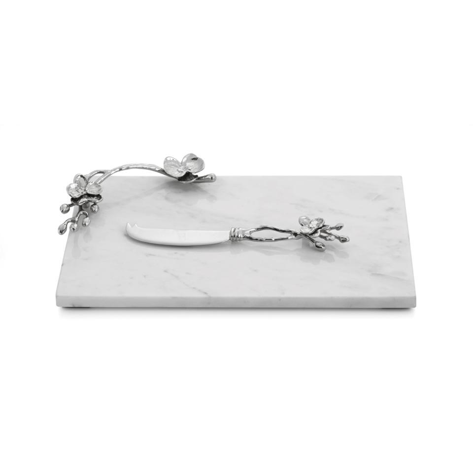 White Orchid Small Cheeseboard And Knife