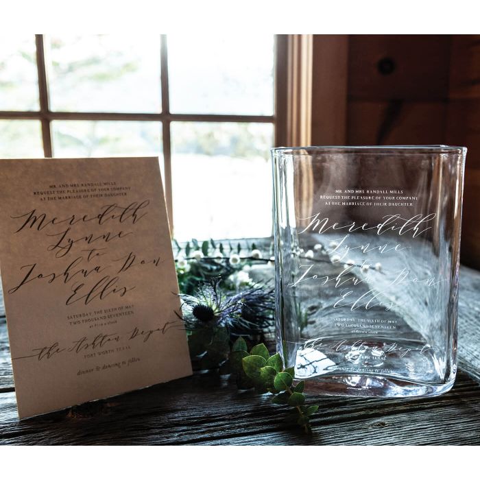 Engraved Weston Vase Large with Wedding Invitation
