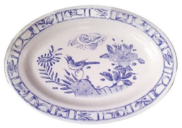 Oiseau Blue & White Oval Platter