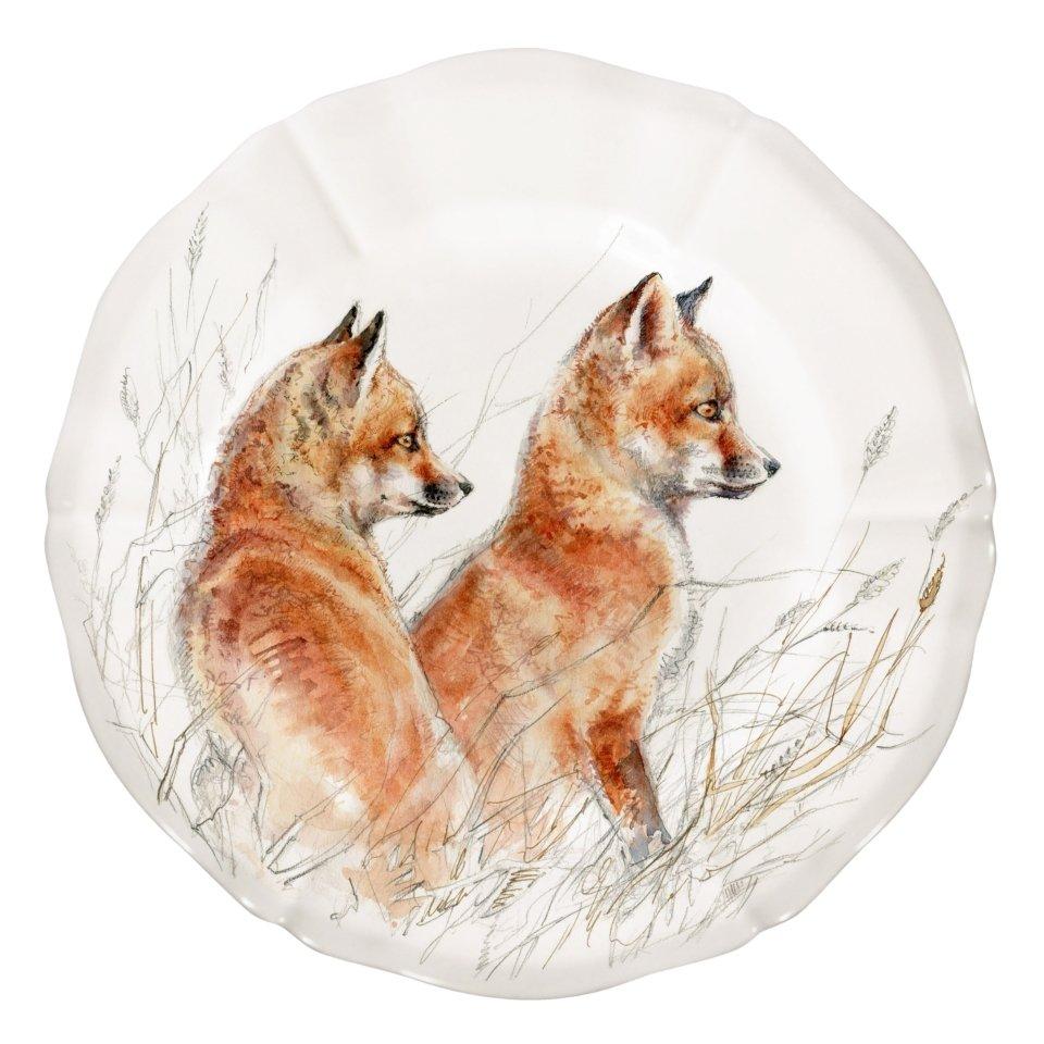 Sologne Dessert Plate, Fox Cubs