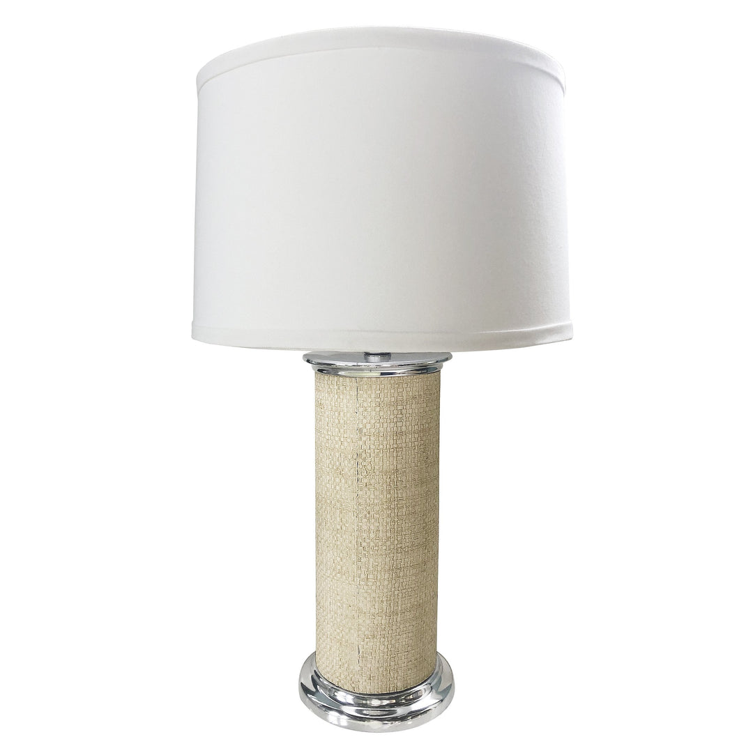 Sand Faux Grasscloth Column Table Lamp