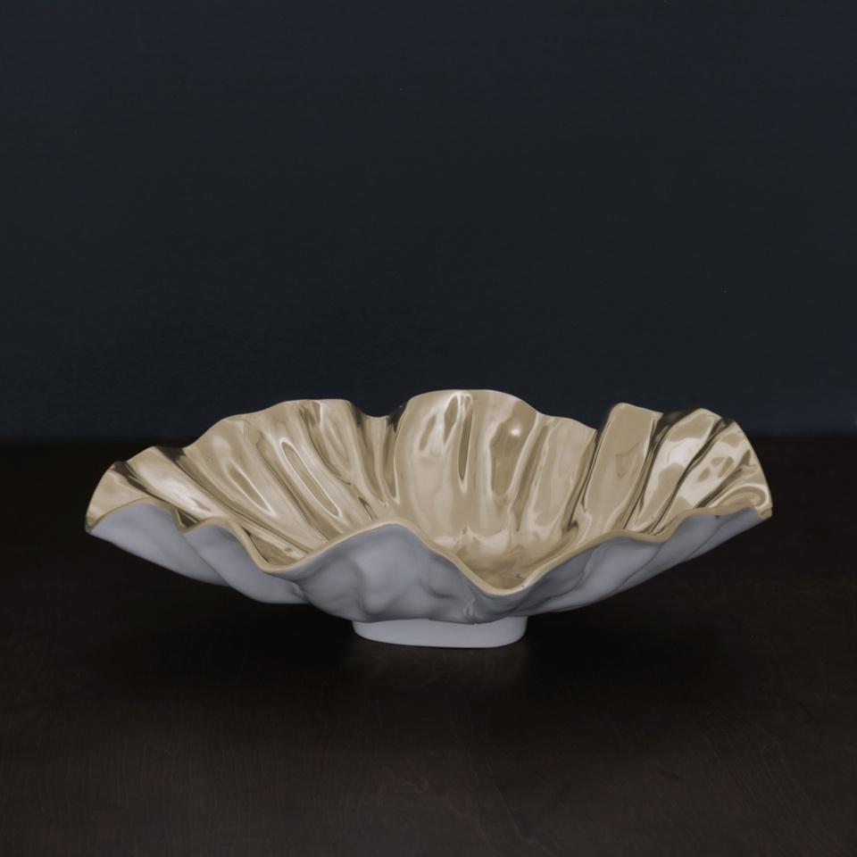 Bloom Large Bowl White and Gold