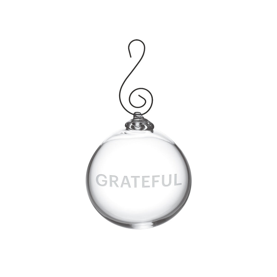 Engraved "Grateful" Round Ornament