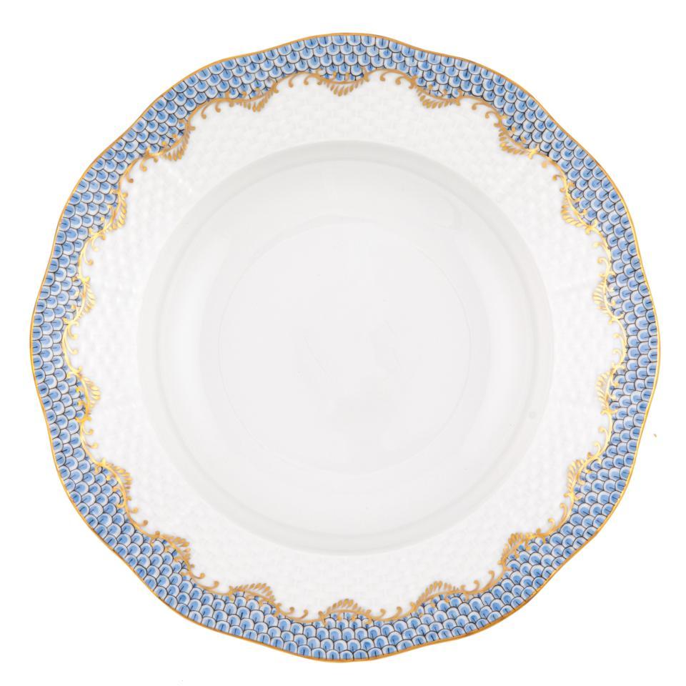 Fish Scale Light Blue Rim Soup Plate