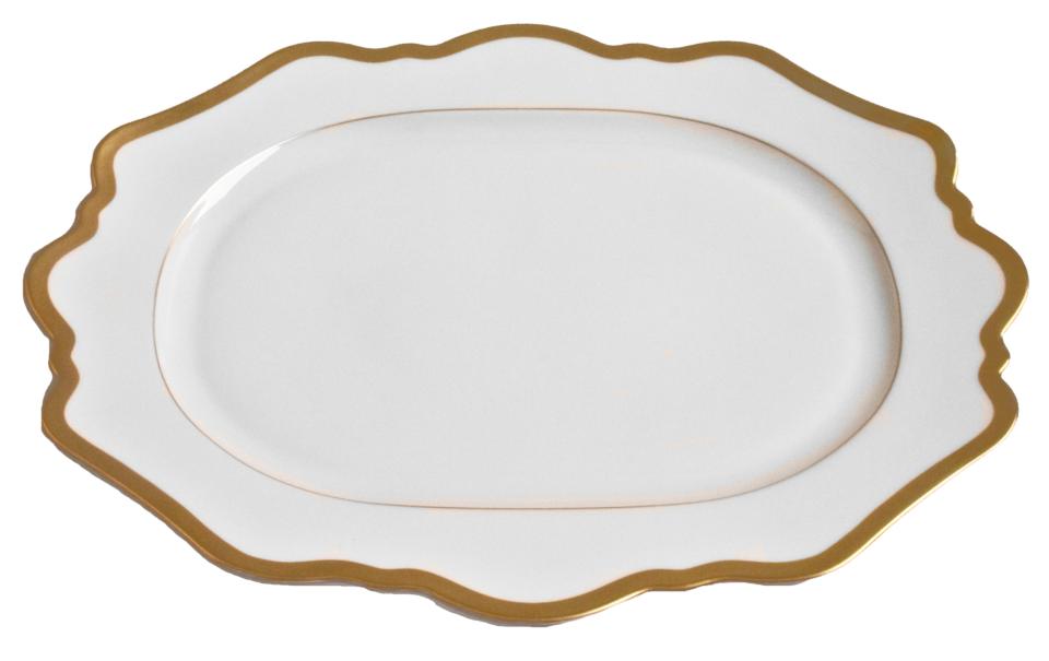 Antique White With Gold Filet Oval Platter