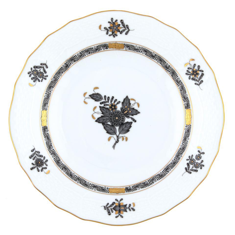 Chinese Bouquet Black Dessert Plate