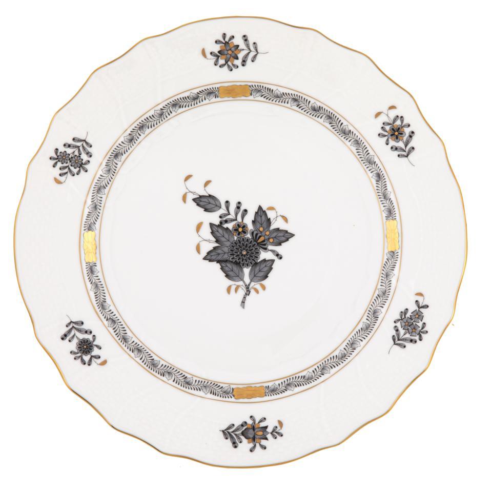 Chinese Bouquet Black Dinner Plate