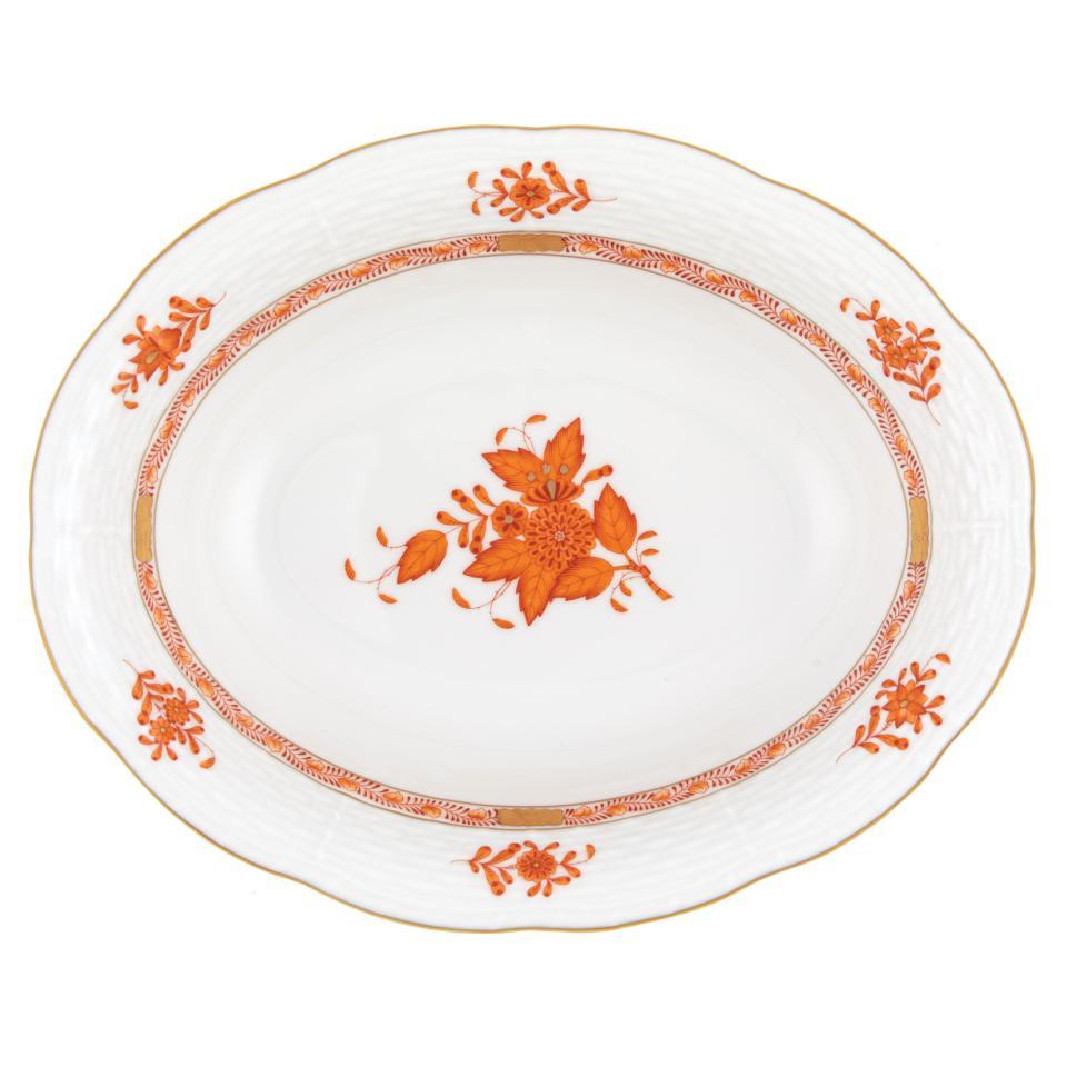 Chinese Bouquet Rust Oval Vegetable Dish