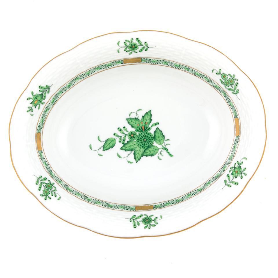 Chinese Bouquet Green Oval Vegetable Dish