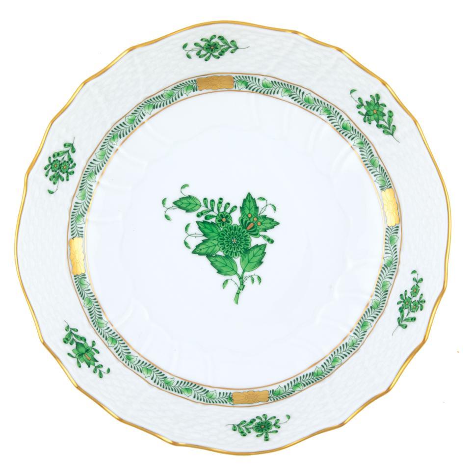 Chinese Bouquet Green Scalloped Dinner Bowl