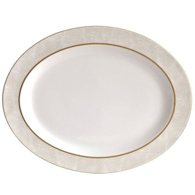 Sauvage White Oval Platter 13In