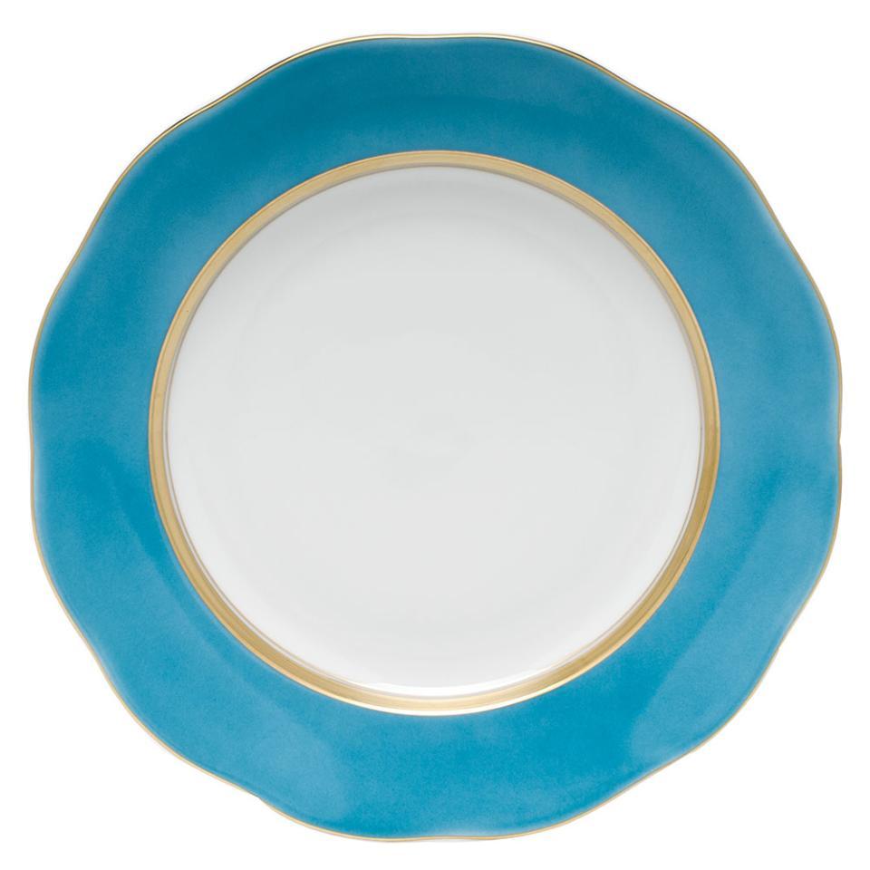 Silk Ribbon Turquoise Dessert Plate