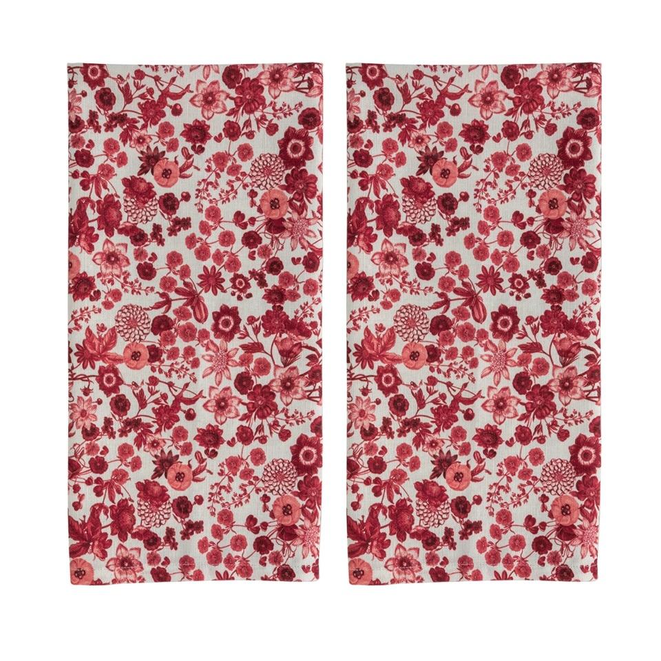 Field of Flowers Ruby Kitchen Towel Set/2
