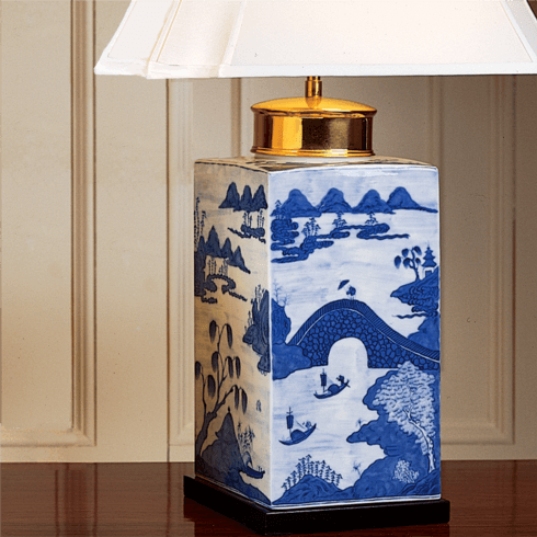 Lamps Blue Canton Tea Jar Lamp Lg.