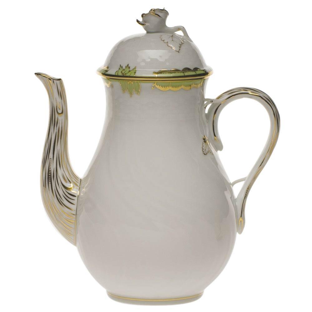 Princess Victoria Green Coffee Pot With Rose