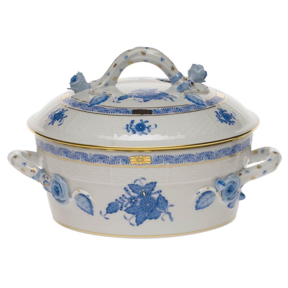 Chinese Bouquet Blue Small Covered Vegetable Dish