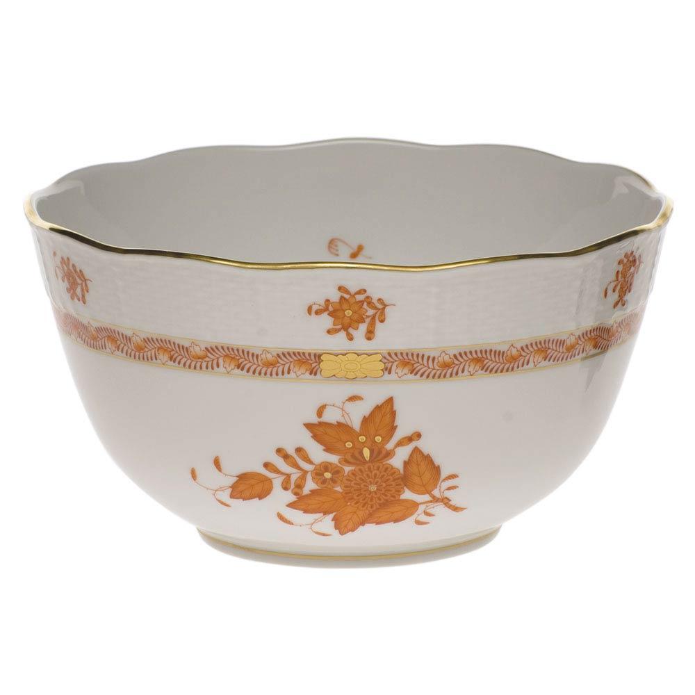 Chinese Bouquet Rust Round Bowl