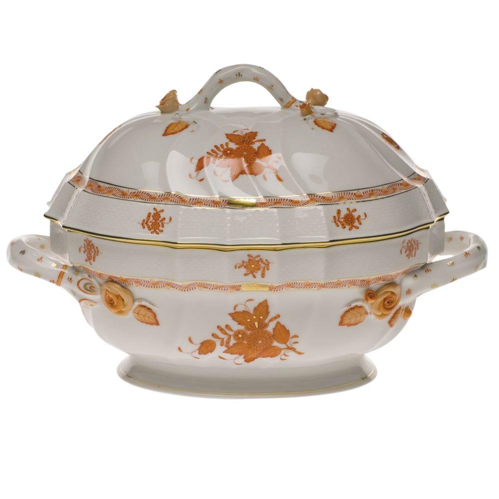 Chinese Bouquet Rust Tureen With Branch