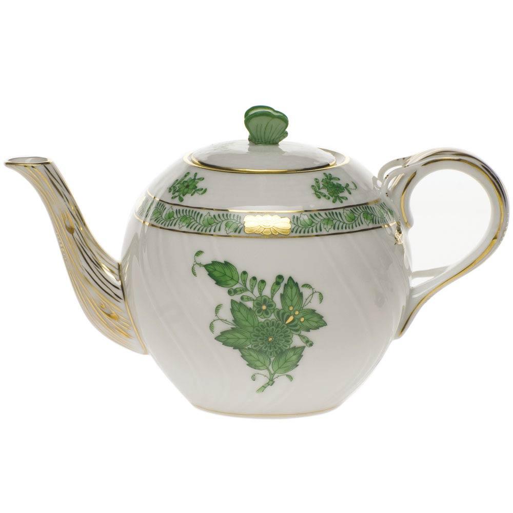 Chinese Bouquet Green Tea Pot With Butterfly