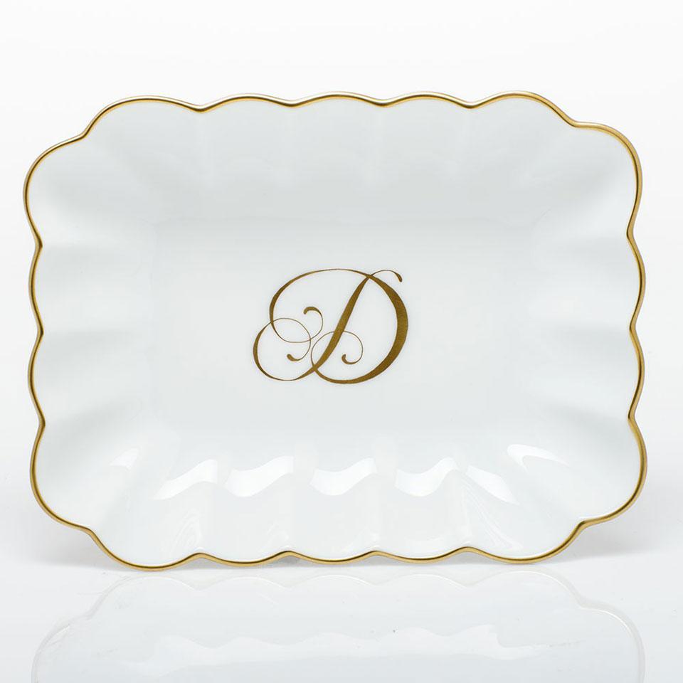 Oblong Dish W/ Gold Monogram