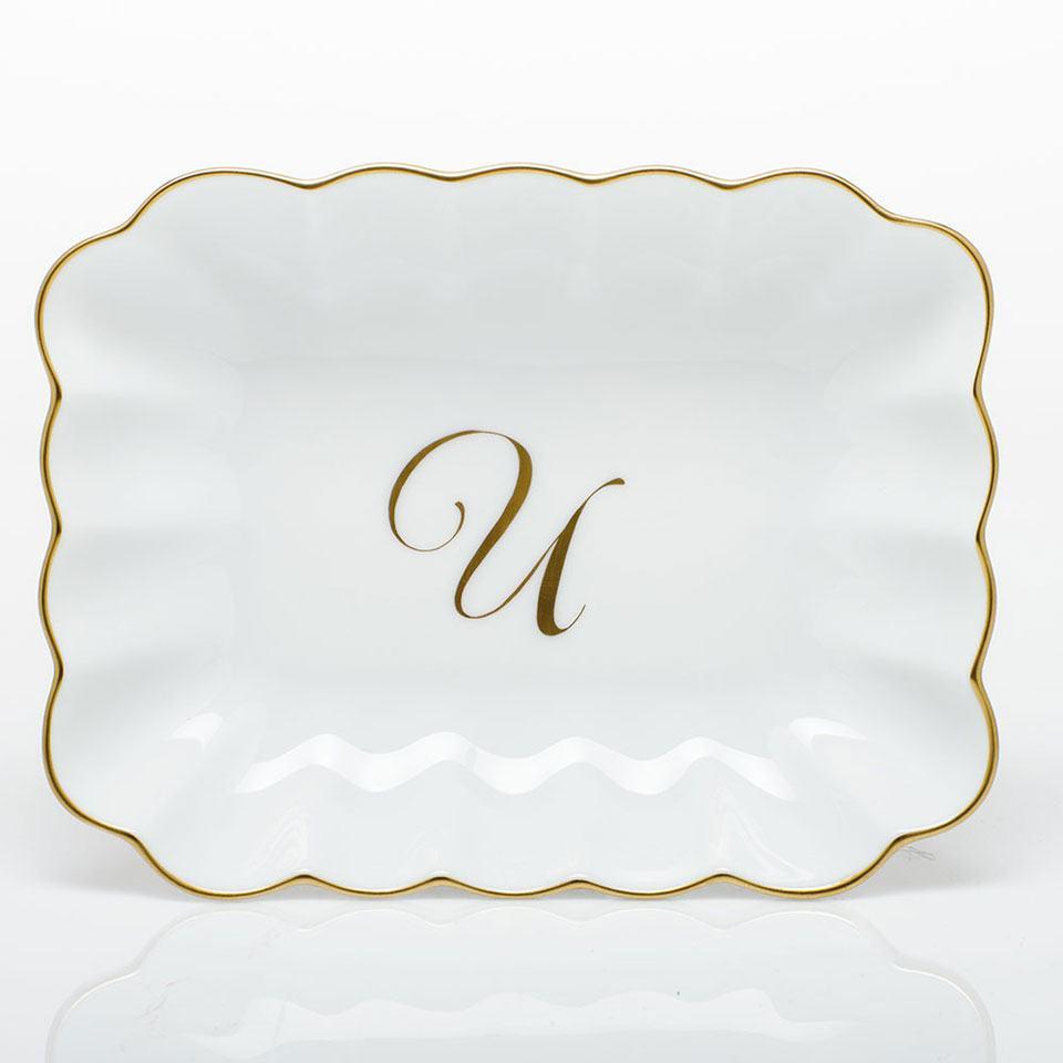 Oblong Dish W/ Gold Monogram
