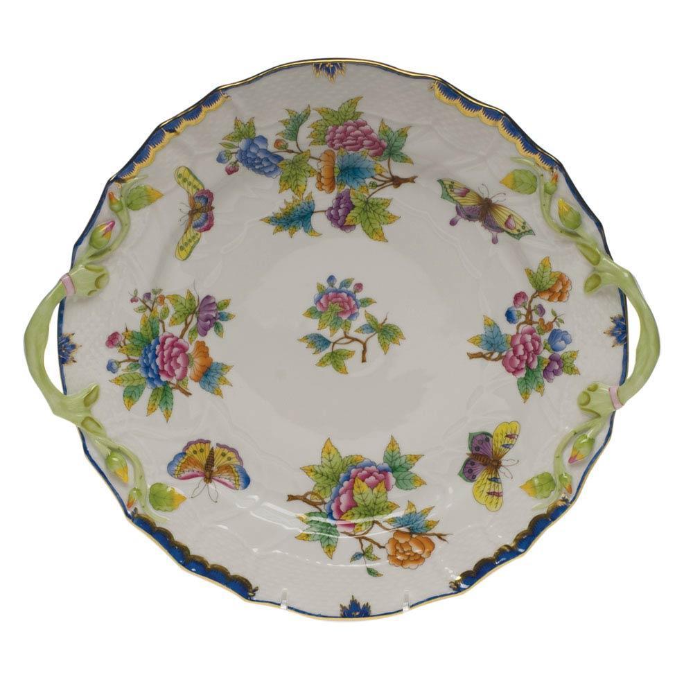 Queen Victoria Blue Chop Plate With Handles