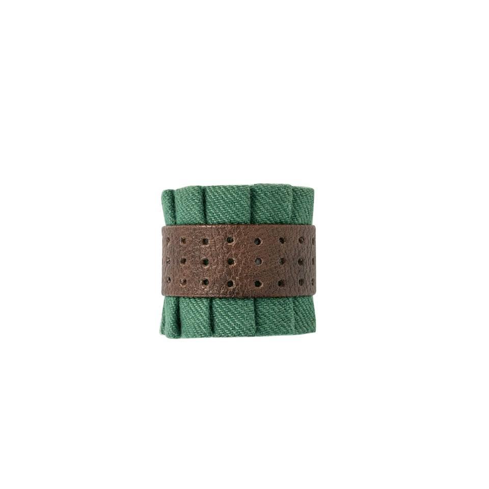 Ruffle Green Wool Napkin Ring Set/4