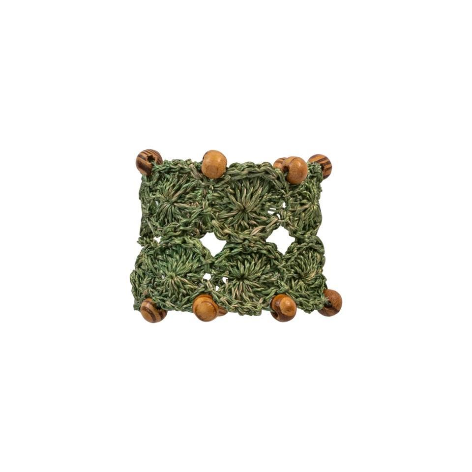 Macrame Green Napkin Ring Set/4