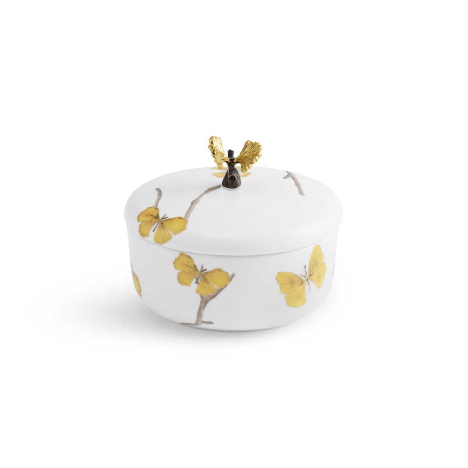 Butterfly Ginkgo Porcelain Container