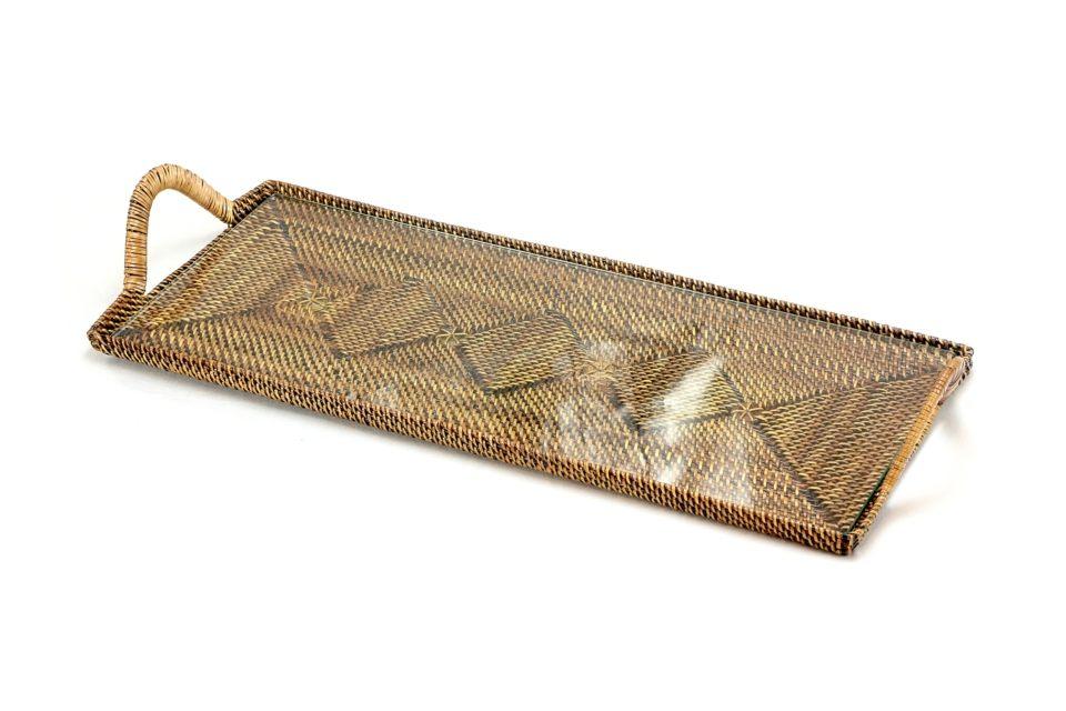 Rectangular Hors d'Oeuvre Cocktail Tray with Glass Bottom