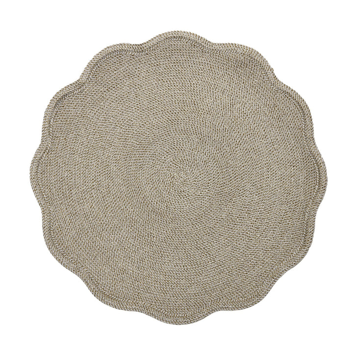 Gold Glimmer Round Scallop Placemats Set/4
