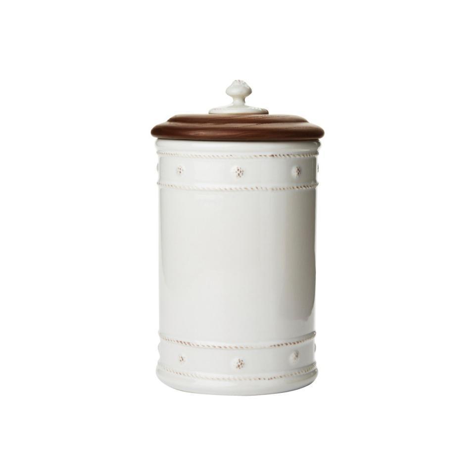 Berry & Thread Whitewash Canister with Wooden Lid