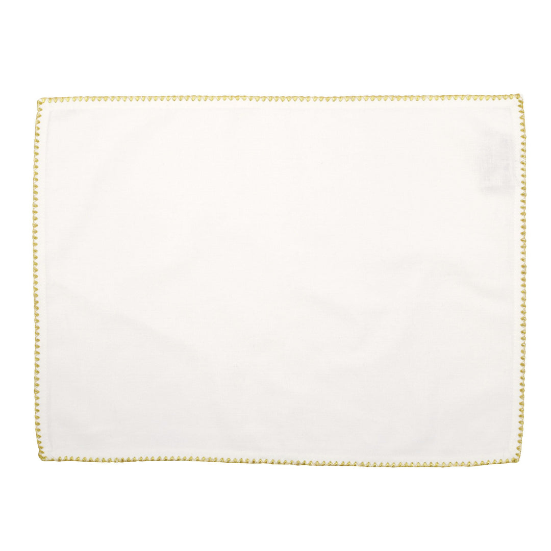 Cotone Linens Ivory Placemat with Gold Stitching (Set of 4)
