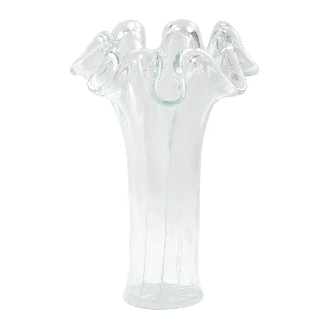 Onda Glass Clear w/ White Lines Tall Vase
