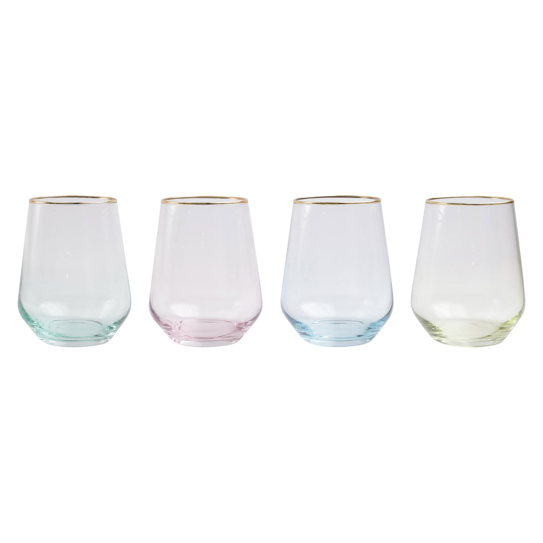 Rainbow Assorted Stemless Wine Glasses (Set of 4)