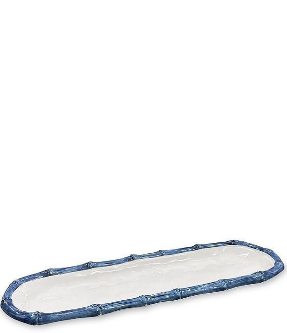 VIDA Bamboo Baguette Platter (White and Blue)