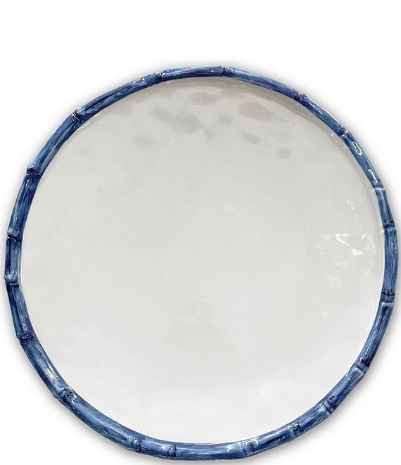 Vida Bamboo 11" Dinner Plate Set of 4 (White and Blue)
