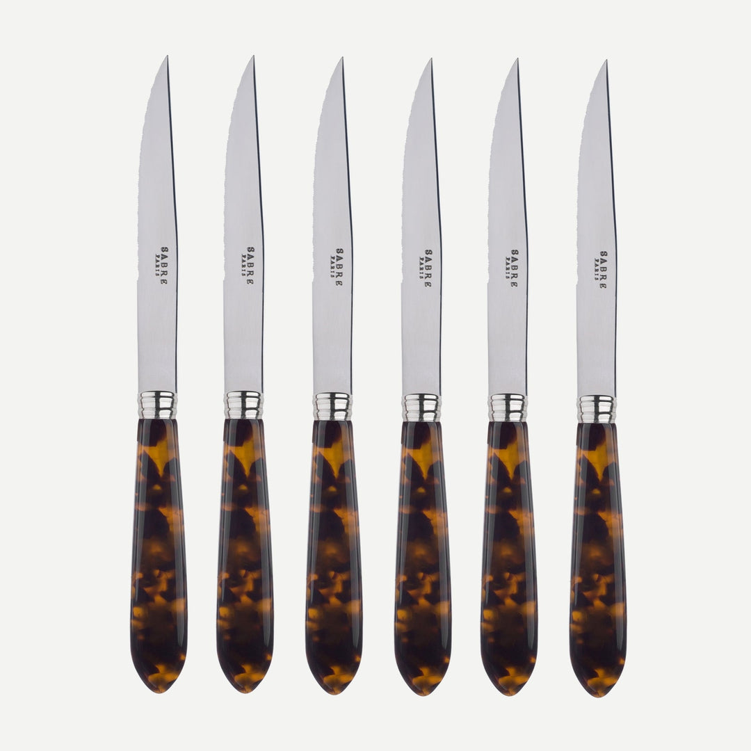 Tortoise-Faux Tortoise-Steak Knives-Set/6