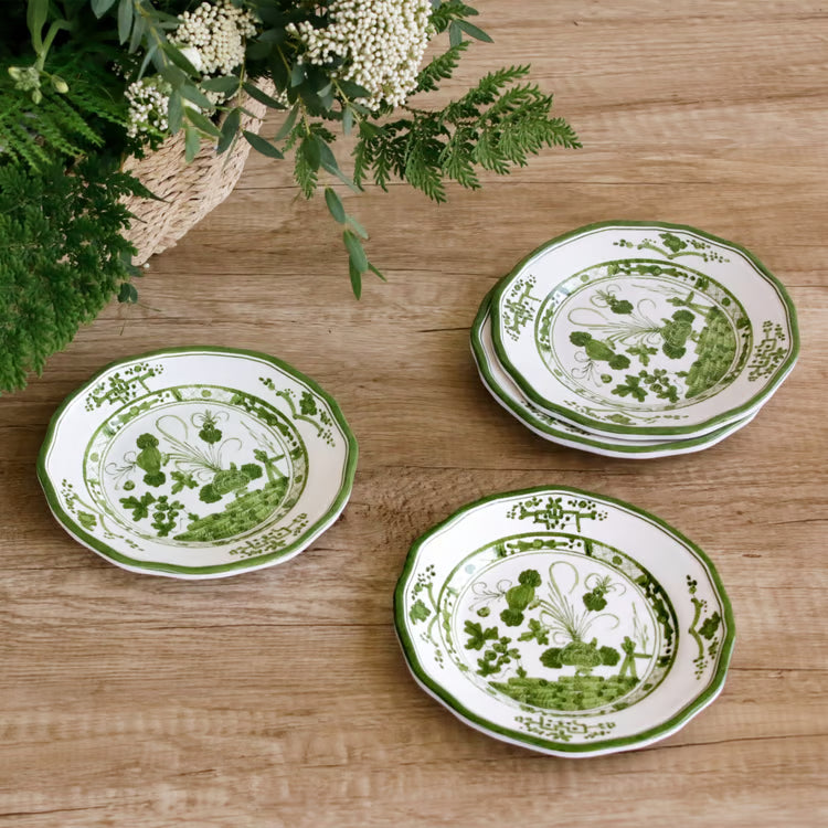 VIDA Faenza Appetizer Plate Green and White