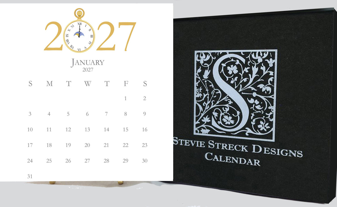 Glittered Desk Calendar 2027 with easel