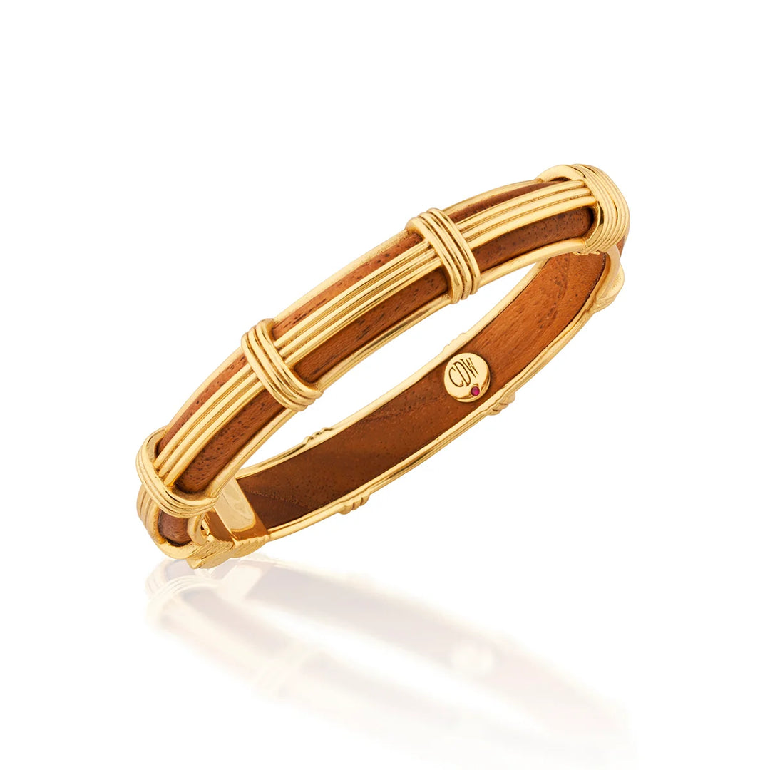 Teak Gaia Petite Hinged Bangle S/M
