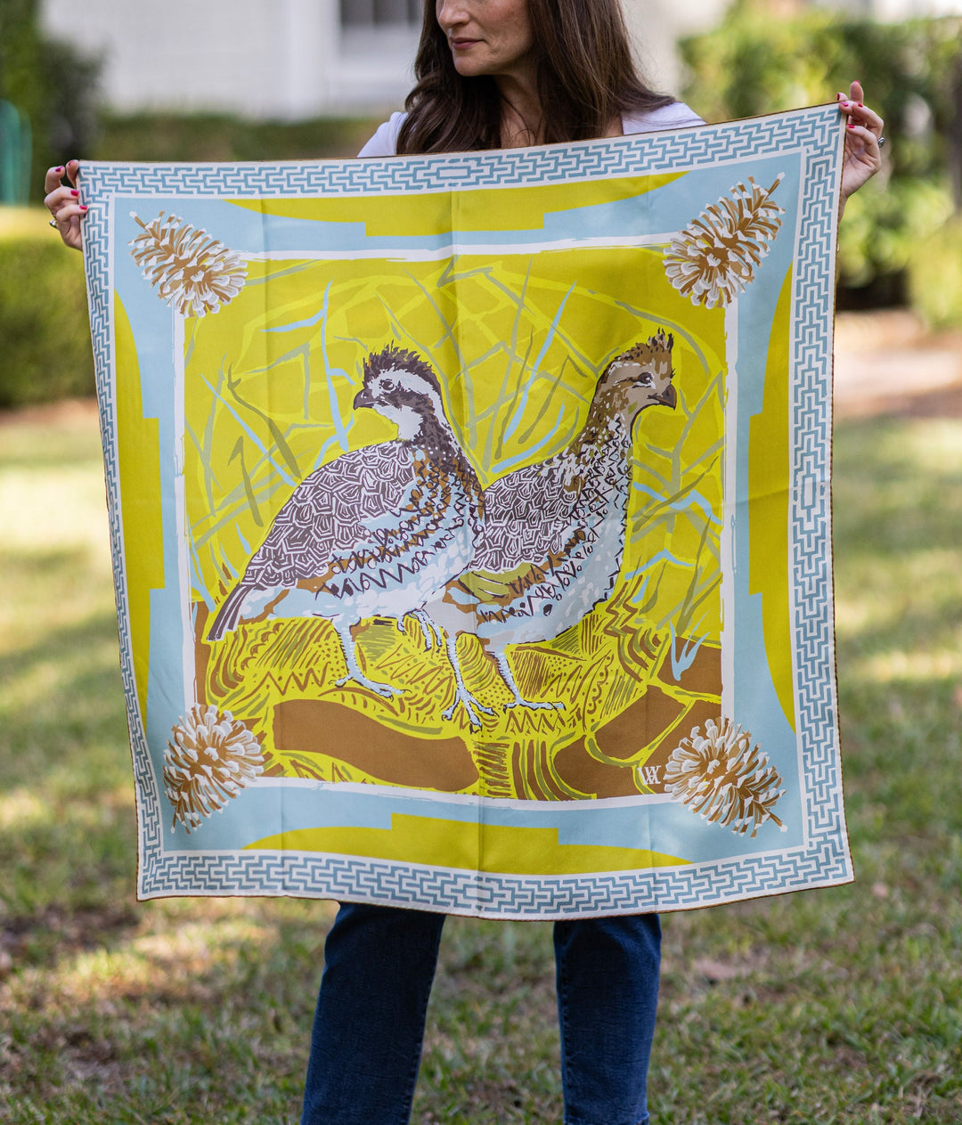 Quail Pair - Double-Sided Silk Scarf