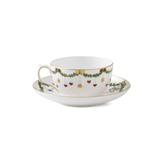 Star Fluted Christmas Teacup & Saucer 10.75Oz