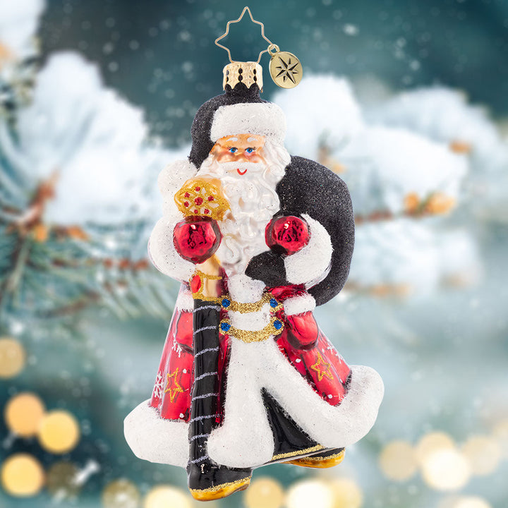 Jolly Jewel-Toned Santa Ornament
