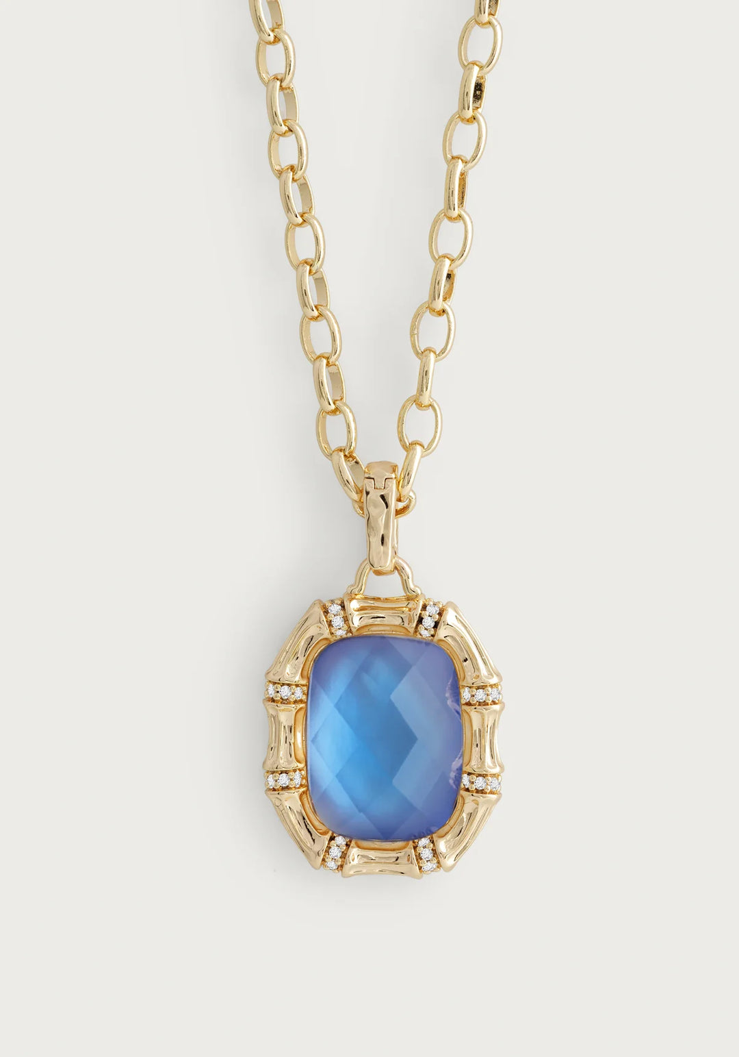 Bamboo with Stone Pendant Necklace-Gemstones