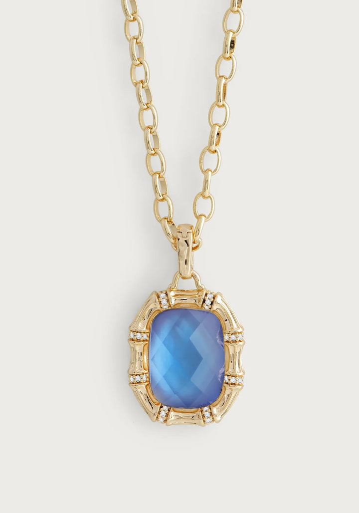 Bamboo with Stone Pendant Necklace-Gemstones