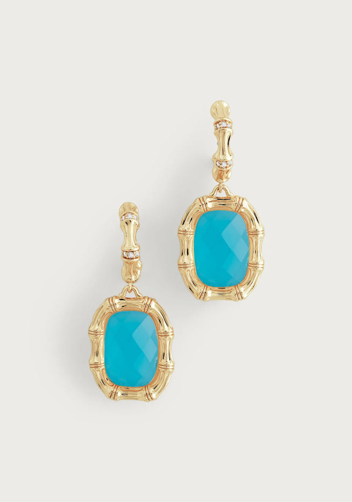 Bamboo with Stone Drop Earrings-Gemstones