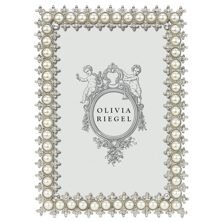 Silver Crystal & Pearl 4" x 6" Frame