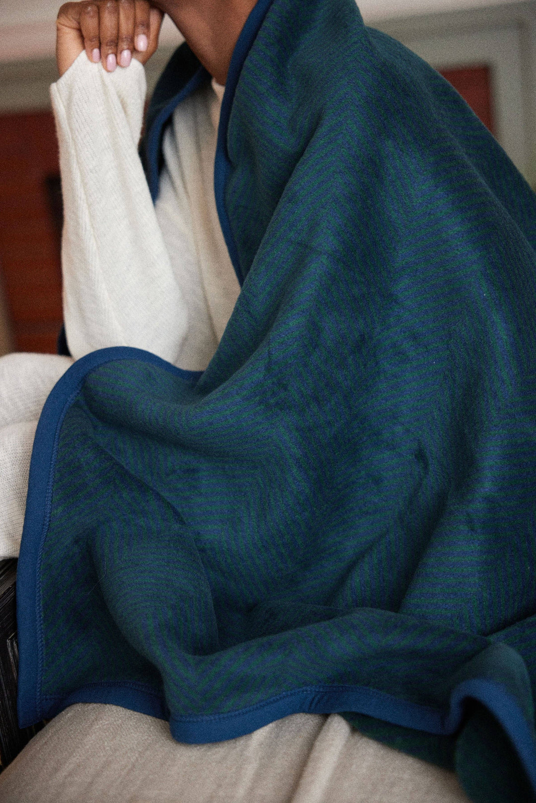 Harborview Herringbone Blue Spruce Blanket